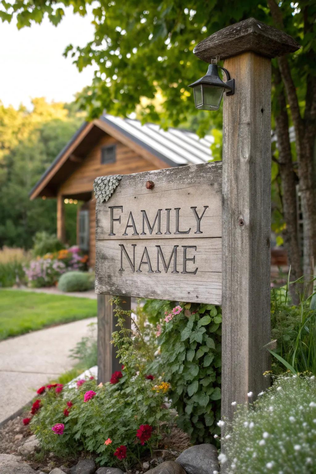 Rustic signs add warmth and character.