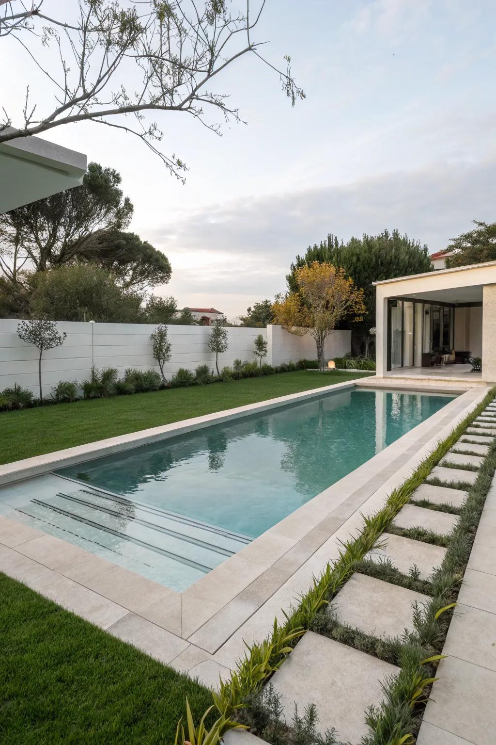 Embrace simplicity with a sleek geometric pool design.