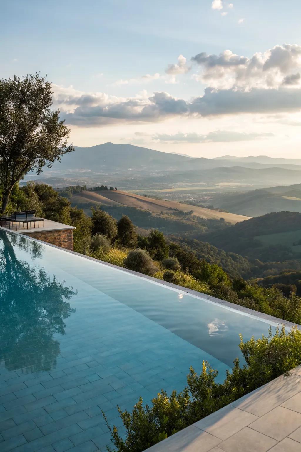 A stunning infinity edge pool that seamlessly blends with the surrounding landscape.