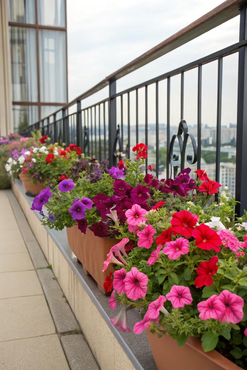 Vibrant flowers bring life and color to your balcony.