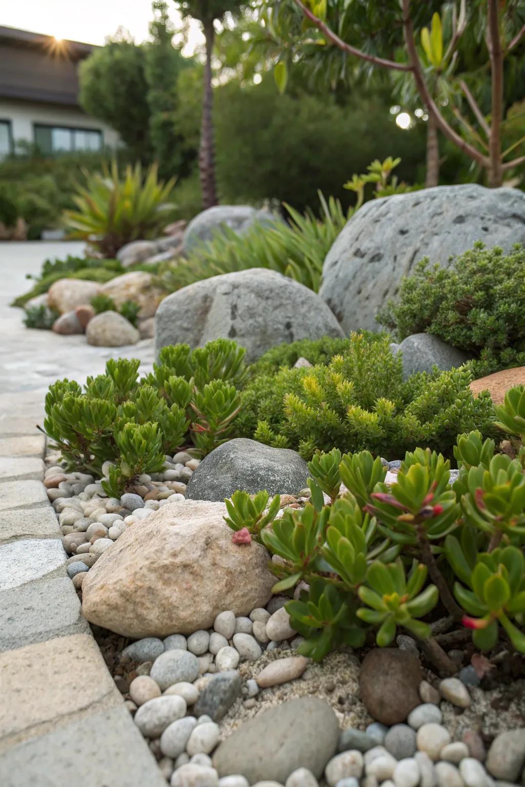 Achieve tranquility with a jade rock garden.