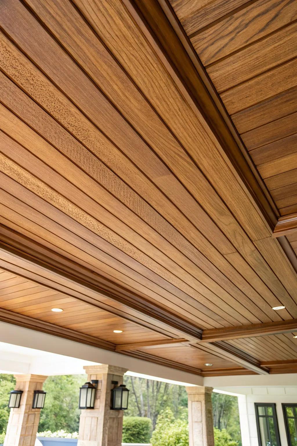 Tongue and groove paneling offers a seamless, elegant look.