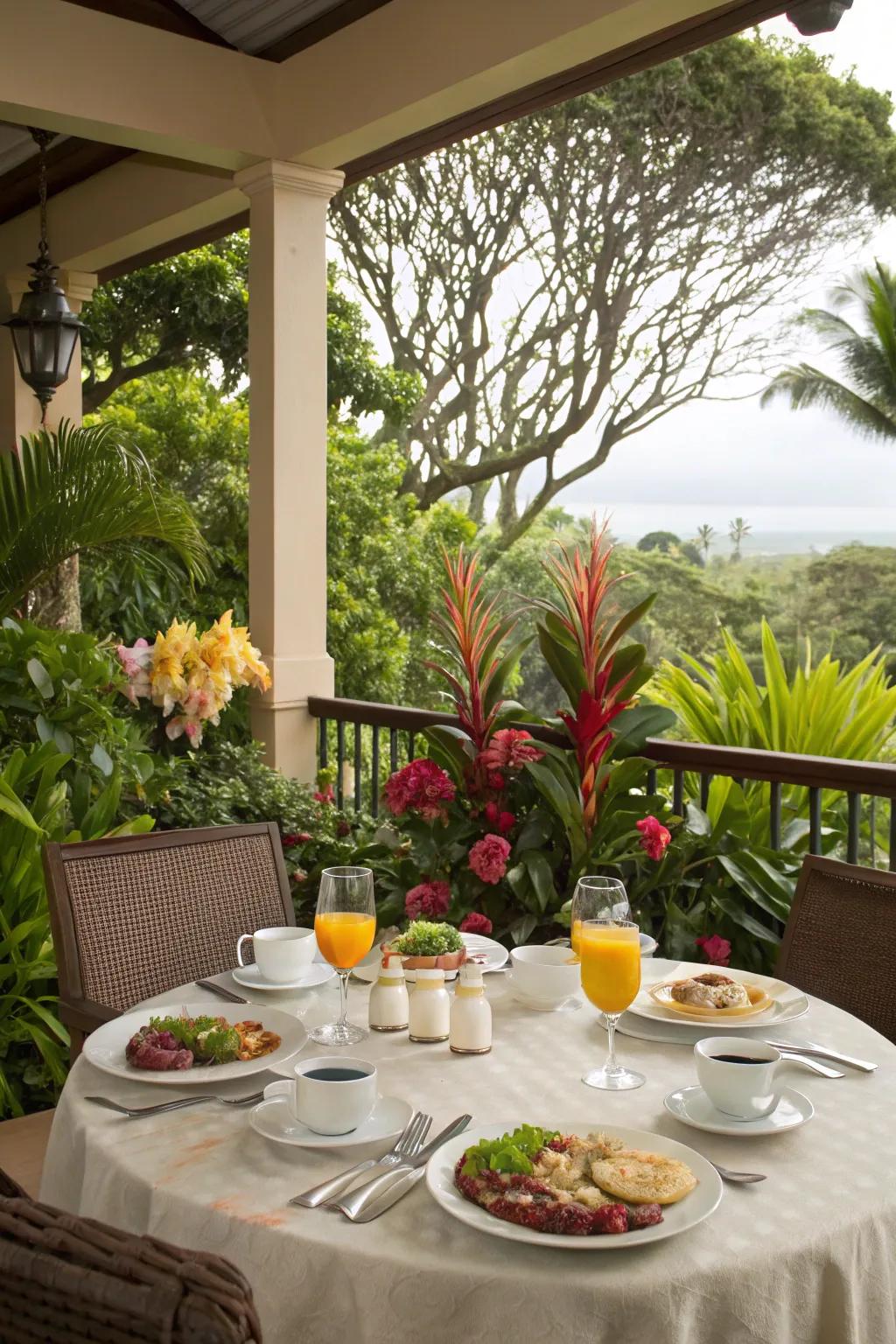 Enjoy meals outdoors with a stylish dining setup.