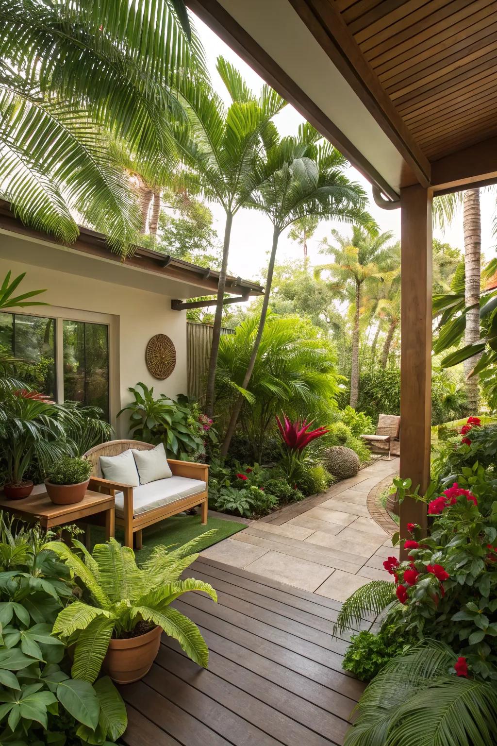 Transform your lanai into a tropical oasis with vibrant plants.