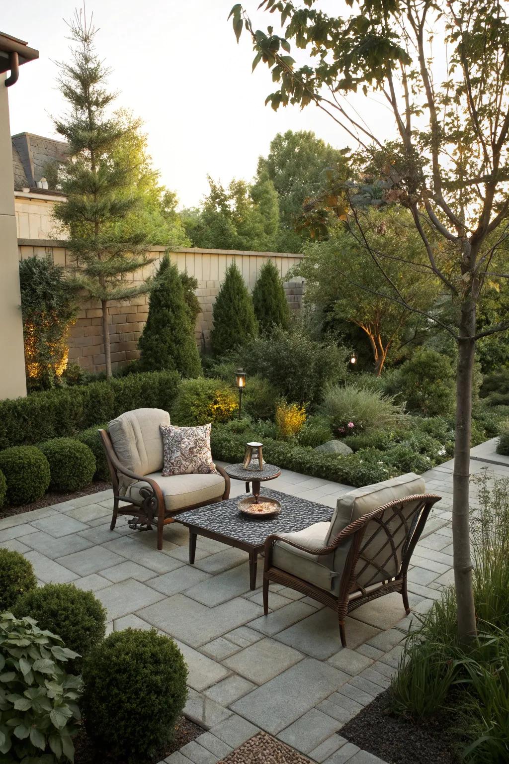 Greenery adds tranquility and natural beauty to your patio.