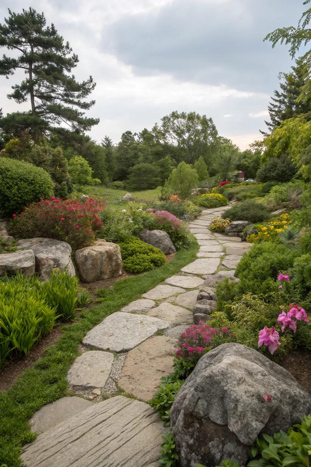 Stone features add texture and a natural elegance to Minnesota landscapes.