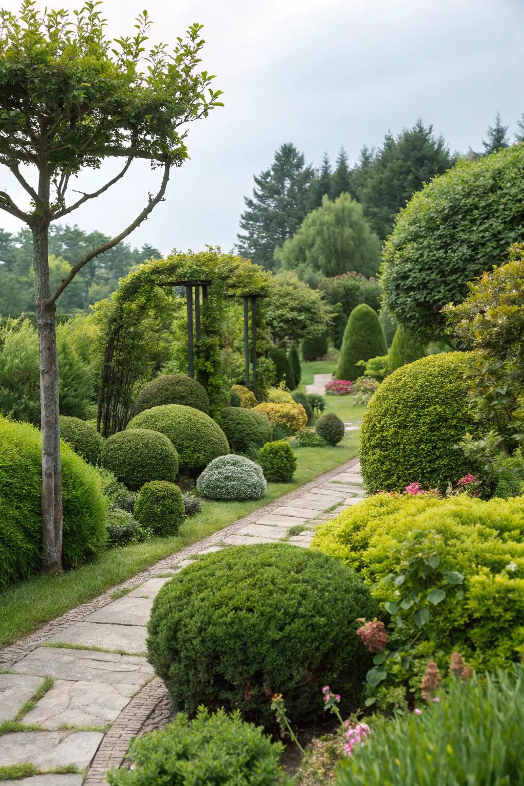 Bushes provide structure and elegance.