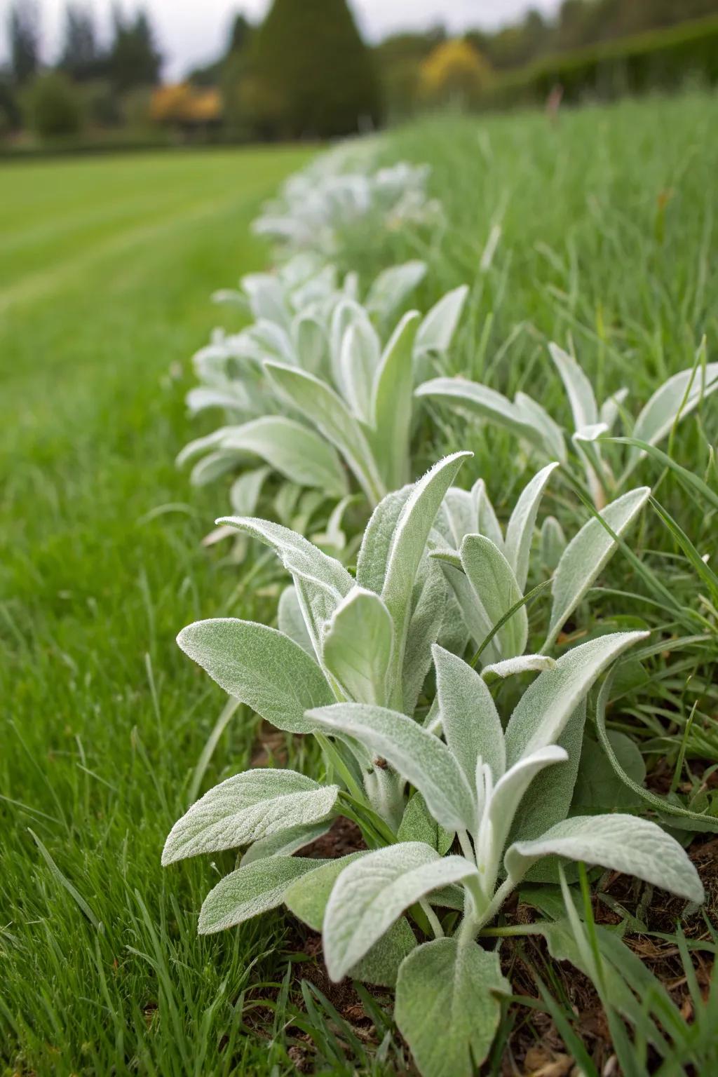 Lamb's Ears create a soft, textured ground cover.