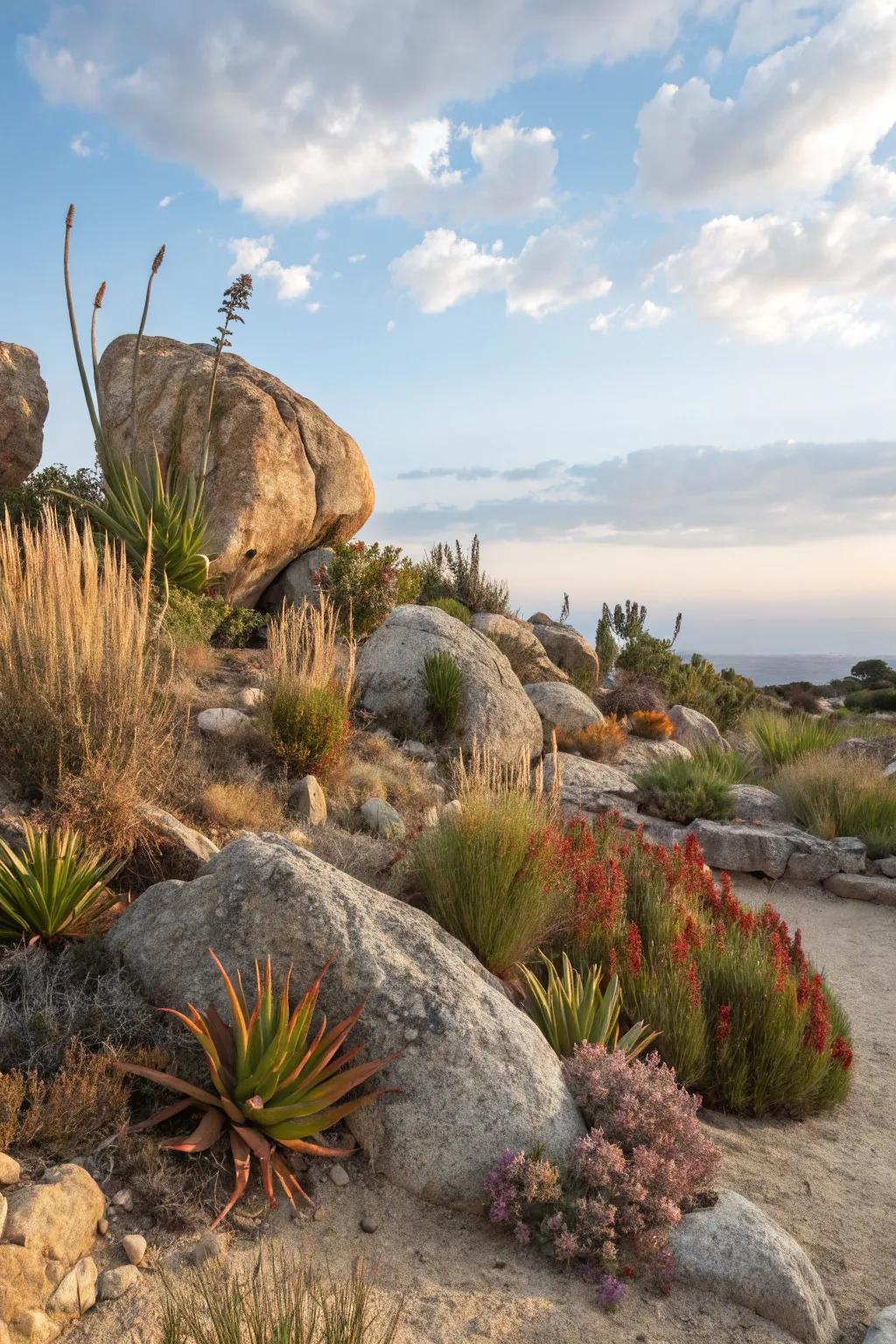 A rock garden oasis for a natural retreat.
