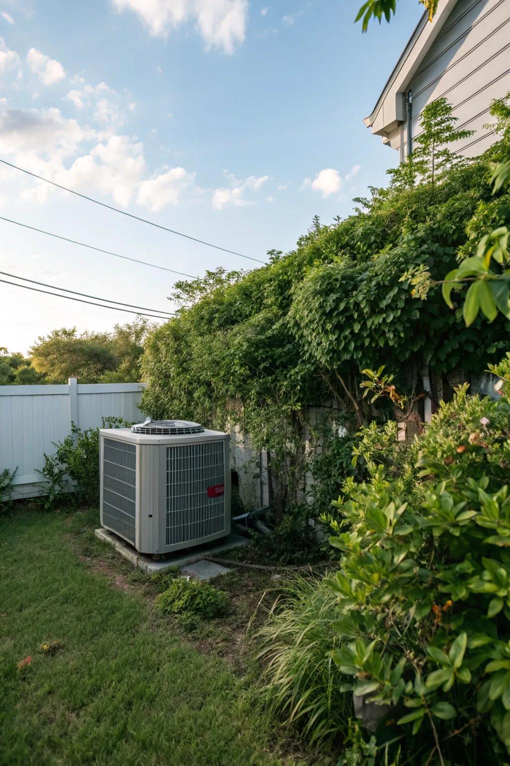 Bushes provide a natural and effective disguise for your AC unit.