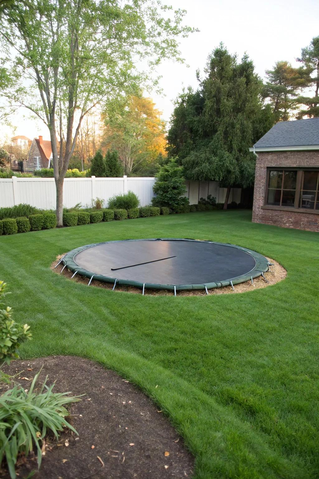 A sunken trampoline offers a clean, seamless look.