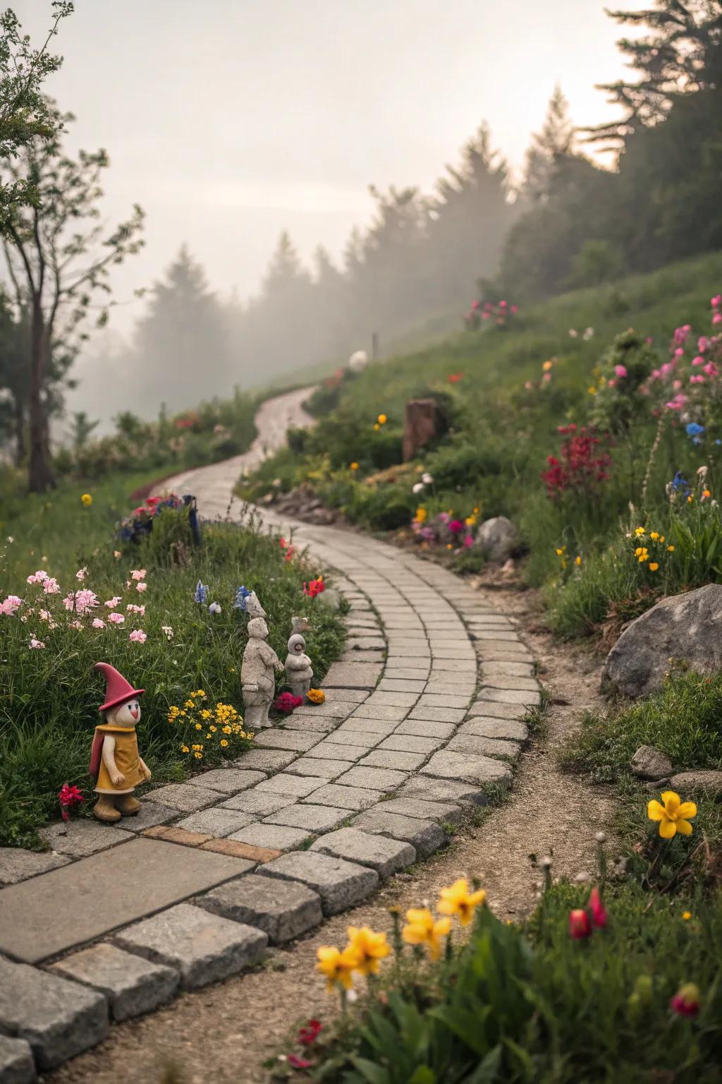 Pathways of pebbles create an inviting route through your fairy garden.