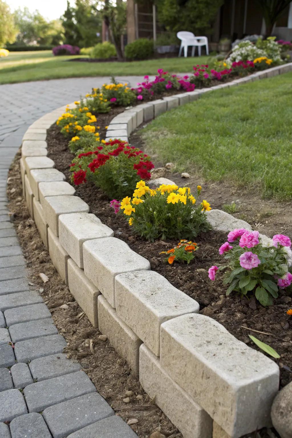 Define your flower beds with stylish block borders.