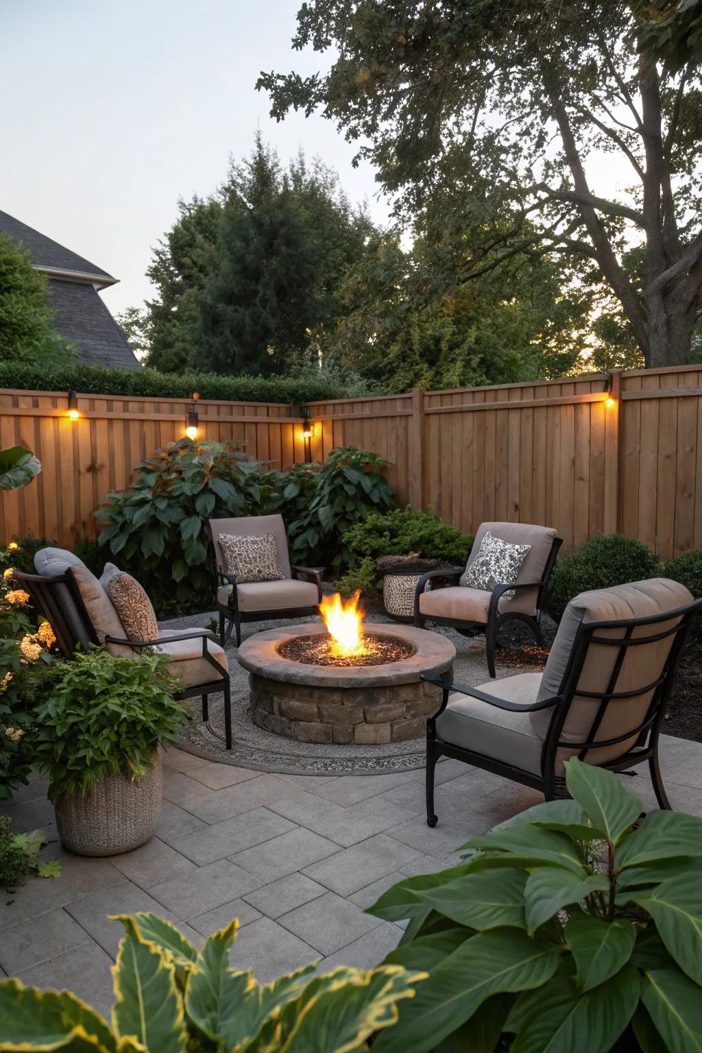 A fire pit adds warmth and a focal point to your patio.