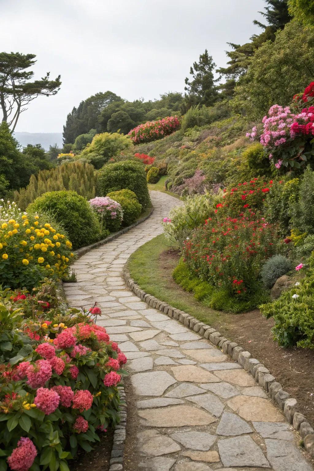 Charming pathways invite exploration and add character.