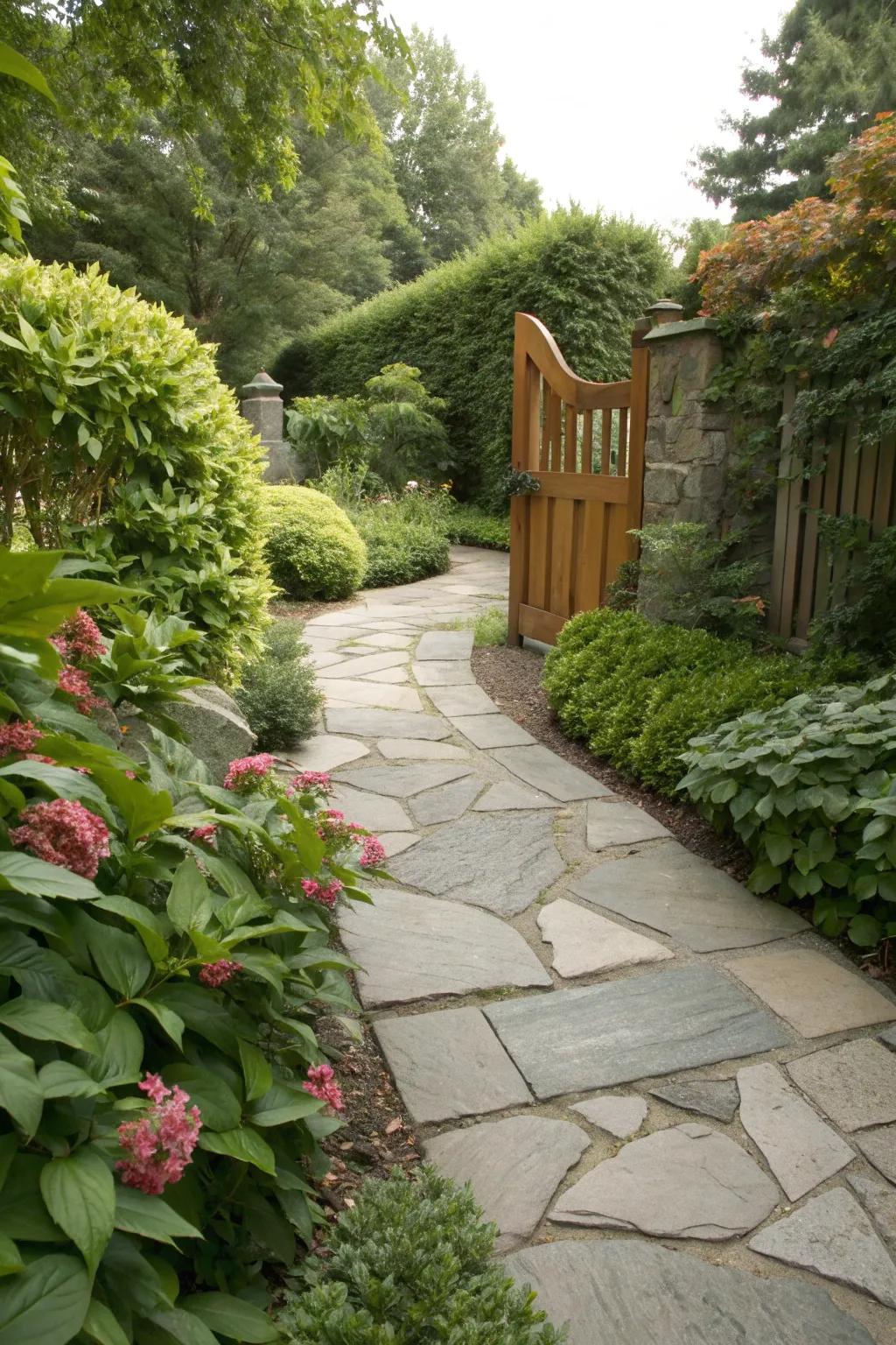 Natural stone walkways provide a rustic and refined look that enhances curb appeal.