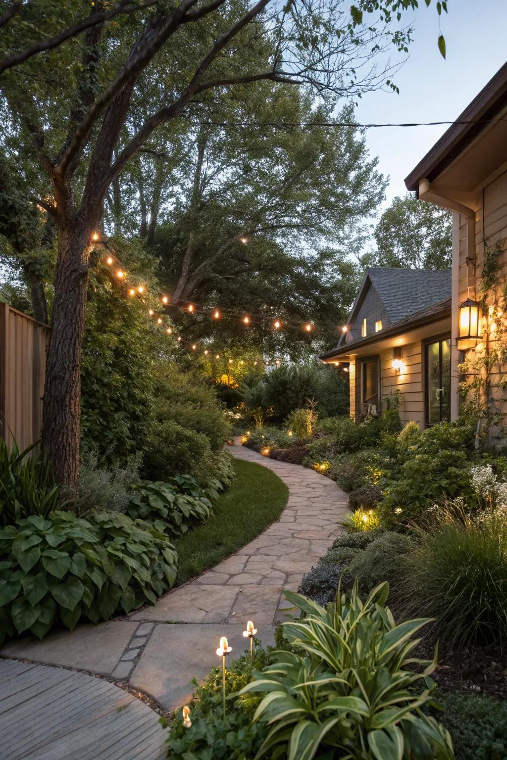 Ambient lighting highlights your garden's best features, making it a nighttime oasis.