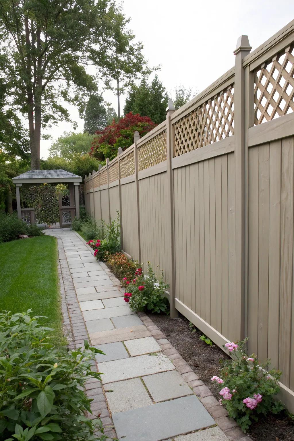 Combine solid panels with lattice for optimal privacy and style.
