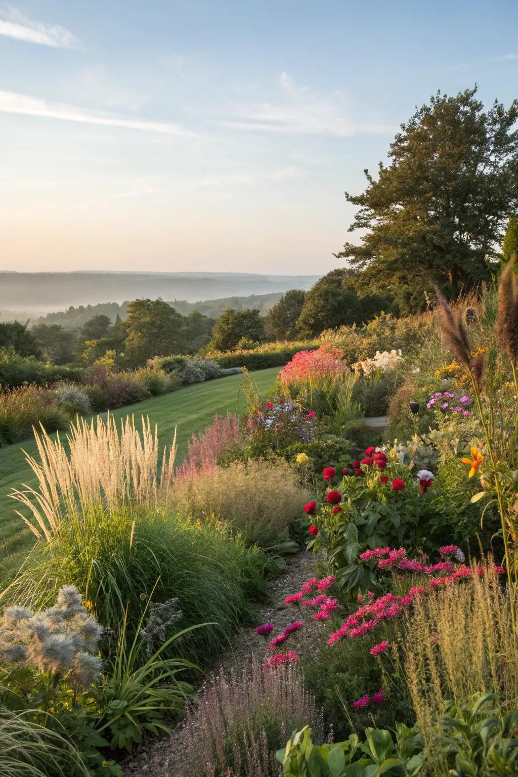 A harmonious mix of plant heights creates a visually interesting garden.