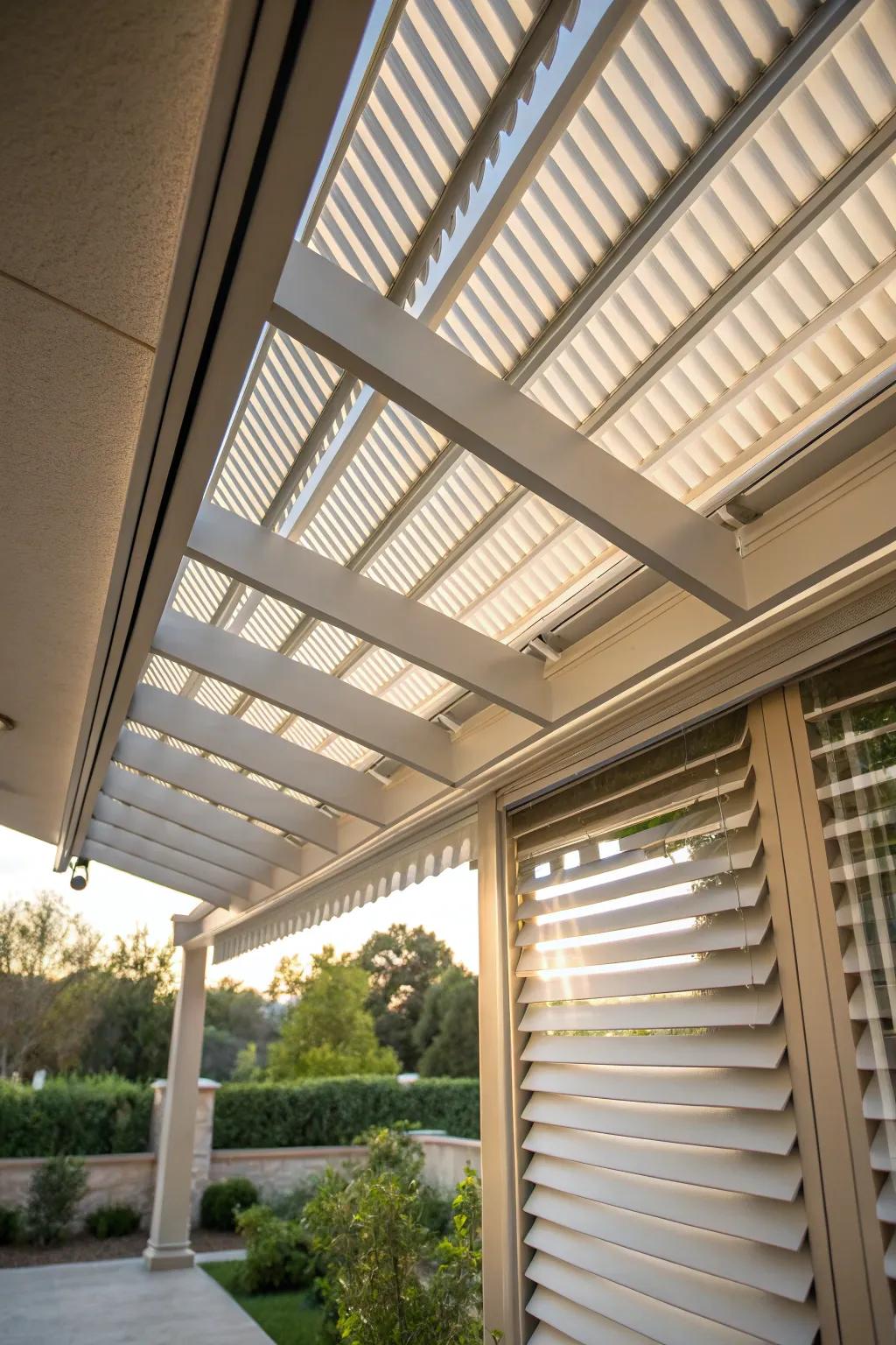 Adjustable louvers offering customizable sunlight exposure.