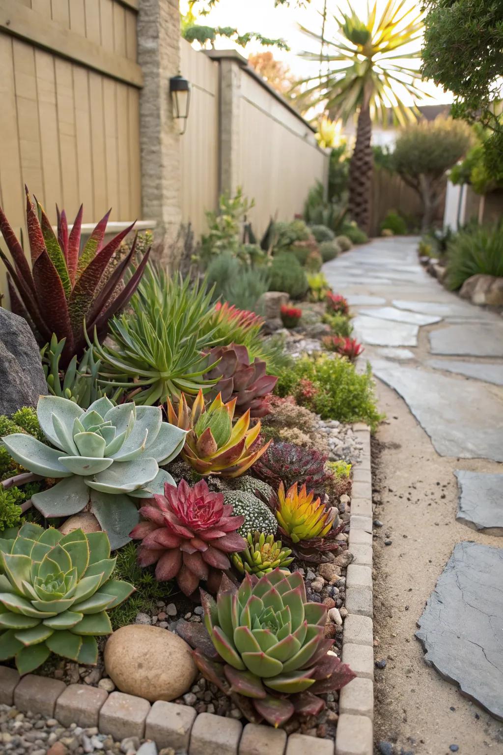 Succulents bring vibrant color and texture to any yard with minimal upkeep.