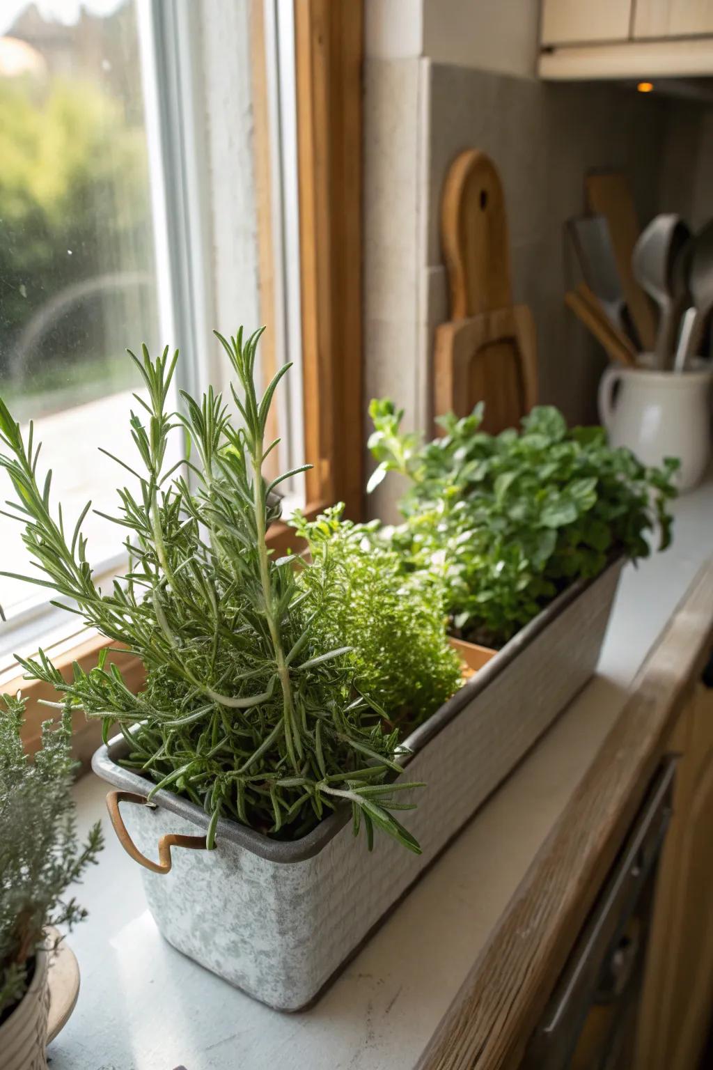 A fragrant herb haven perfect for any sunny windowsill or patio.