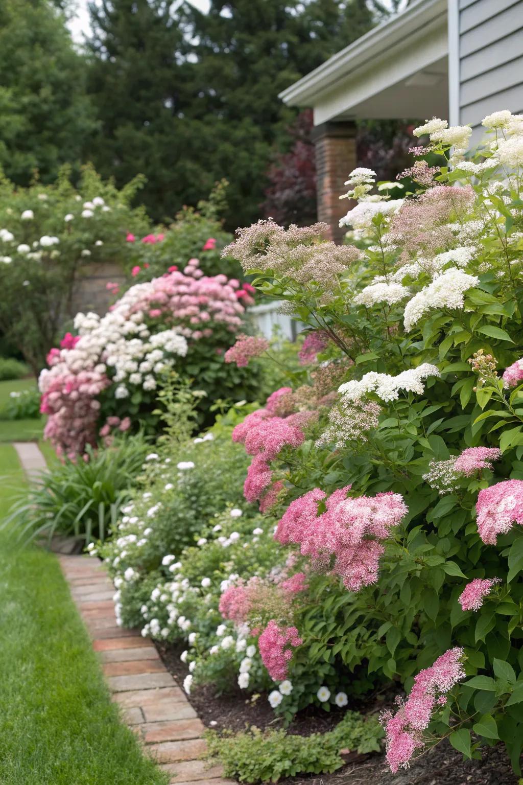 Spirea shrubs add vibrant pops of color with little effort.