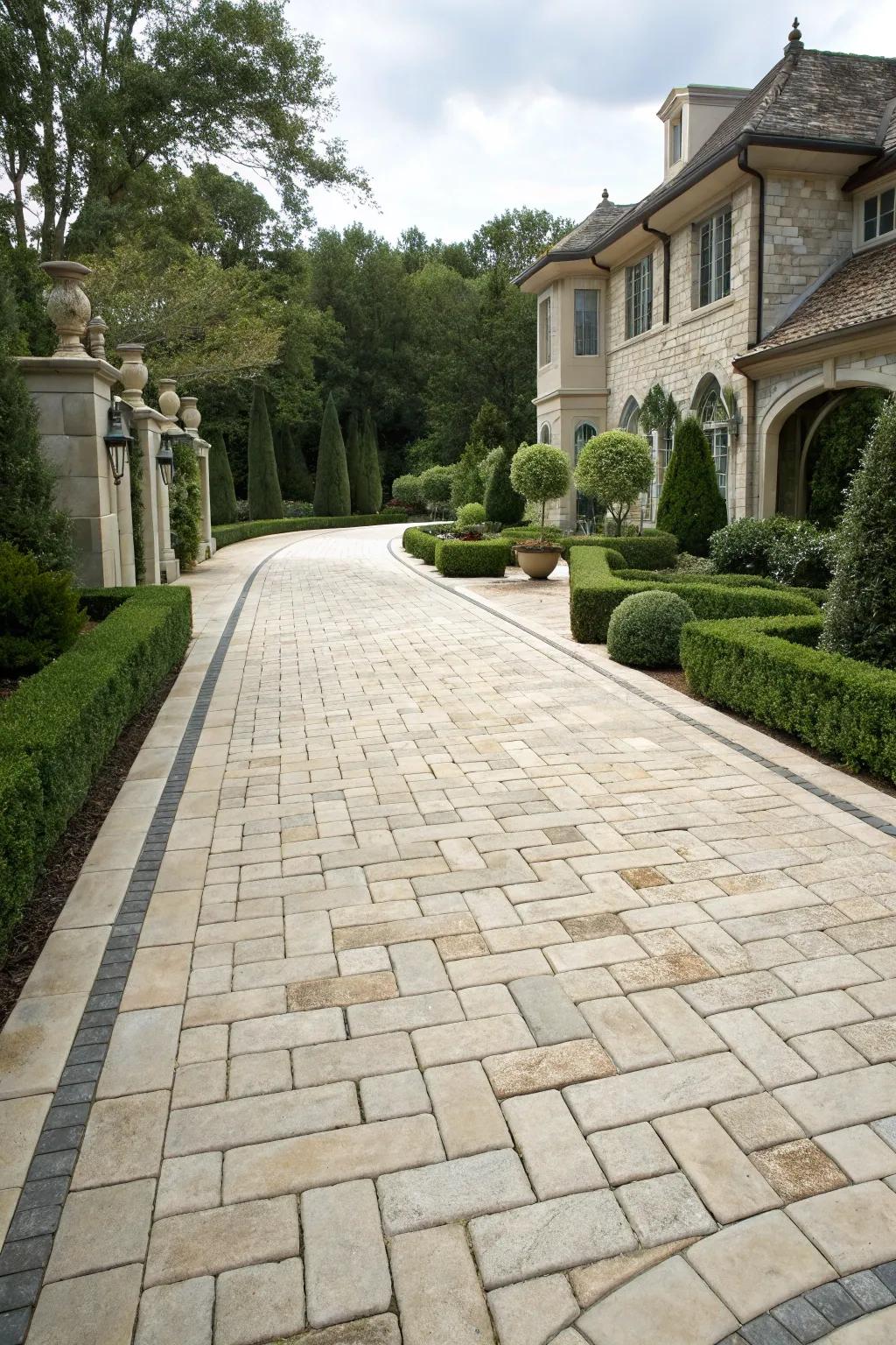 Stone pavers bring a touch of elegance to any driveway.