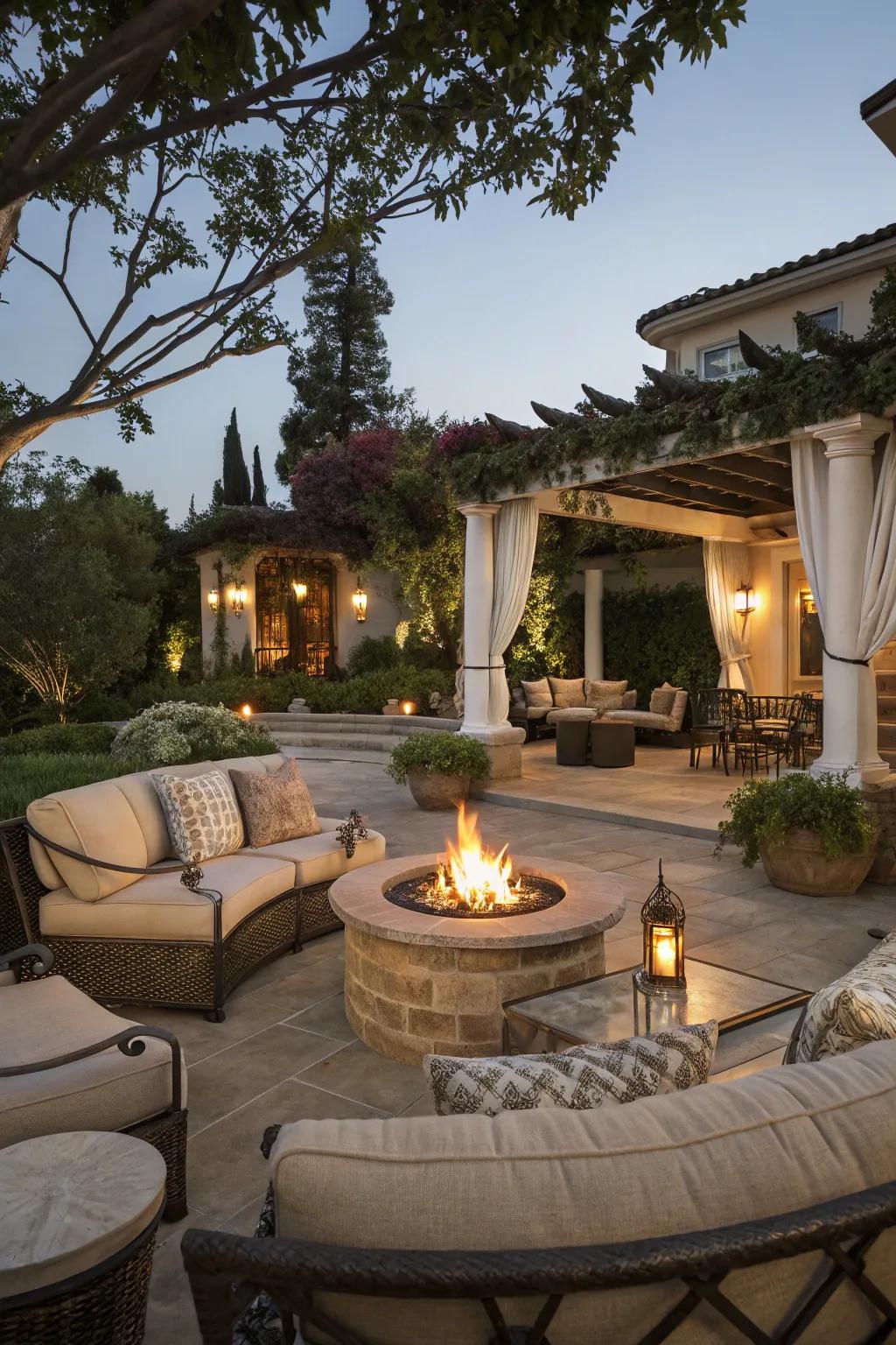 Enchanting fire pit creating a warm ambiance.