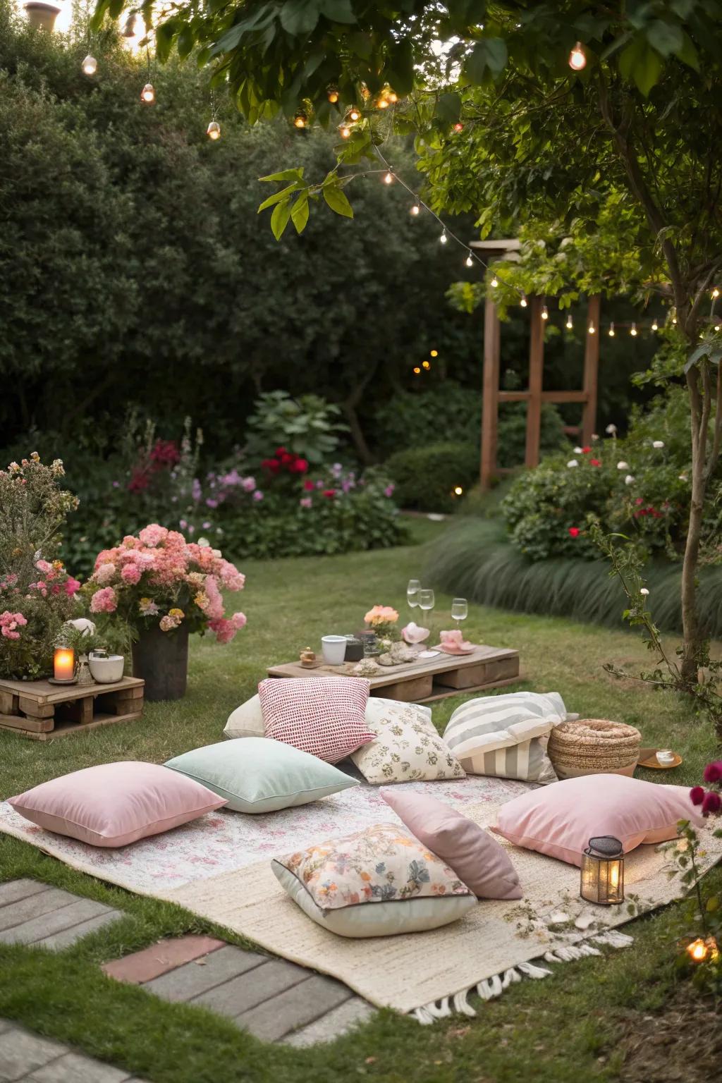 Comfortable and inviting seating with a mix of plush cushions.