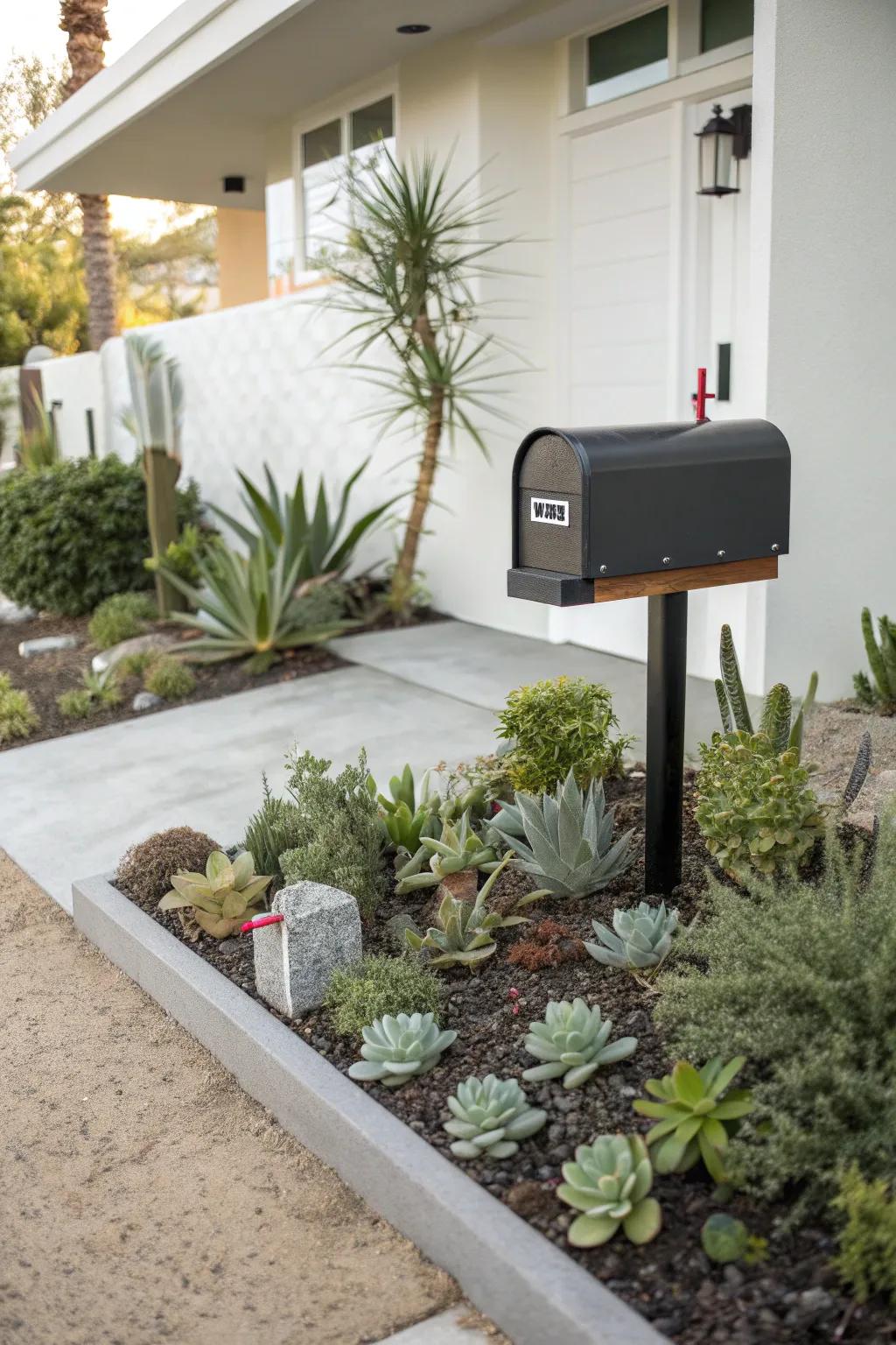 Succulents provide a sleek, low-maintenance look for your mailbox.