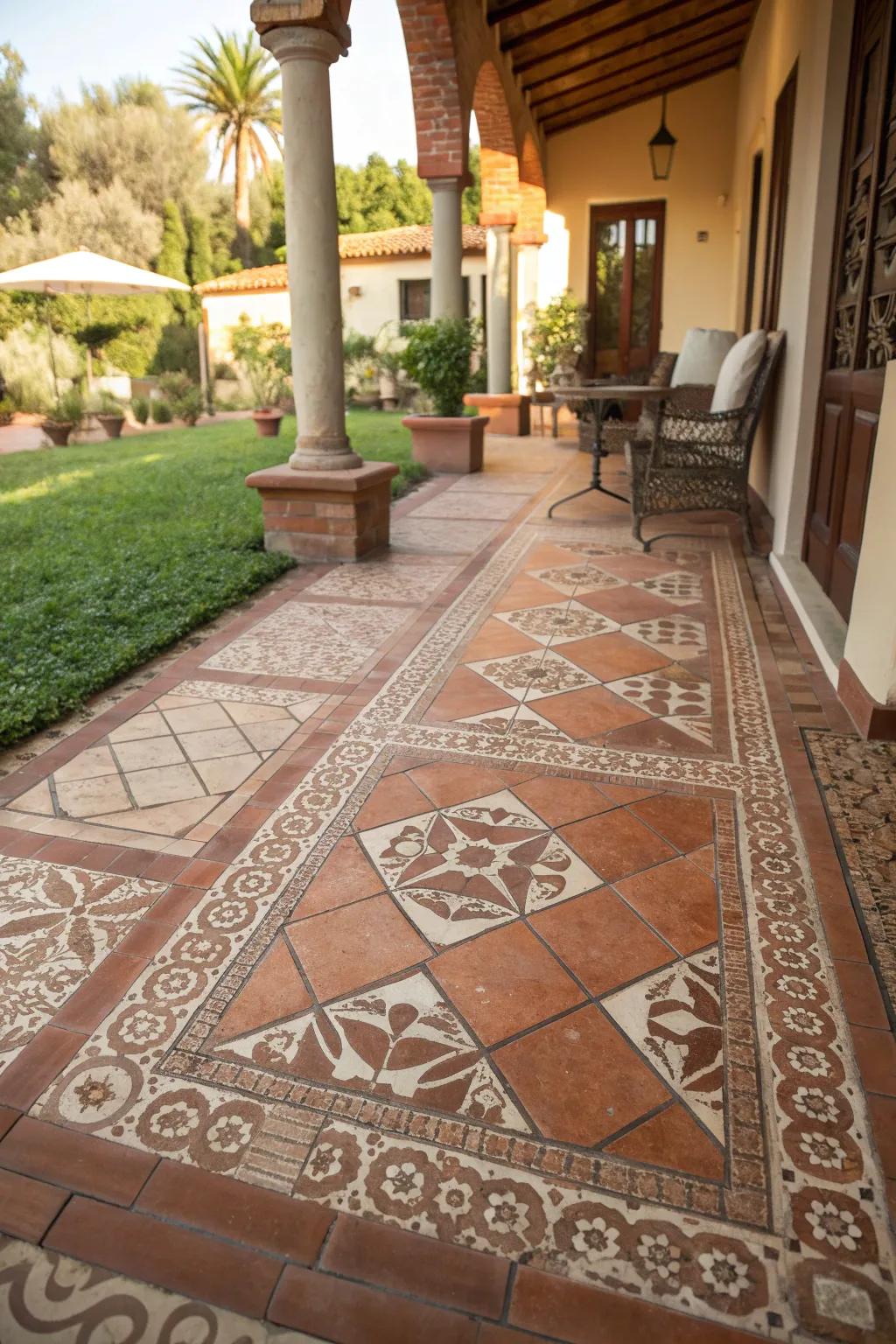 Terracotta tiles bring warmth and style to any patio floor.