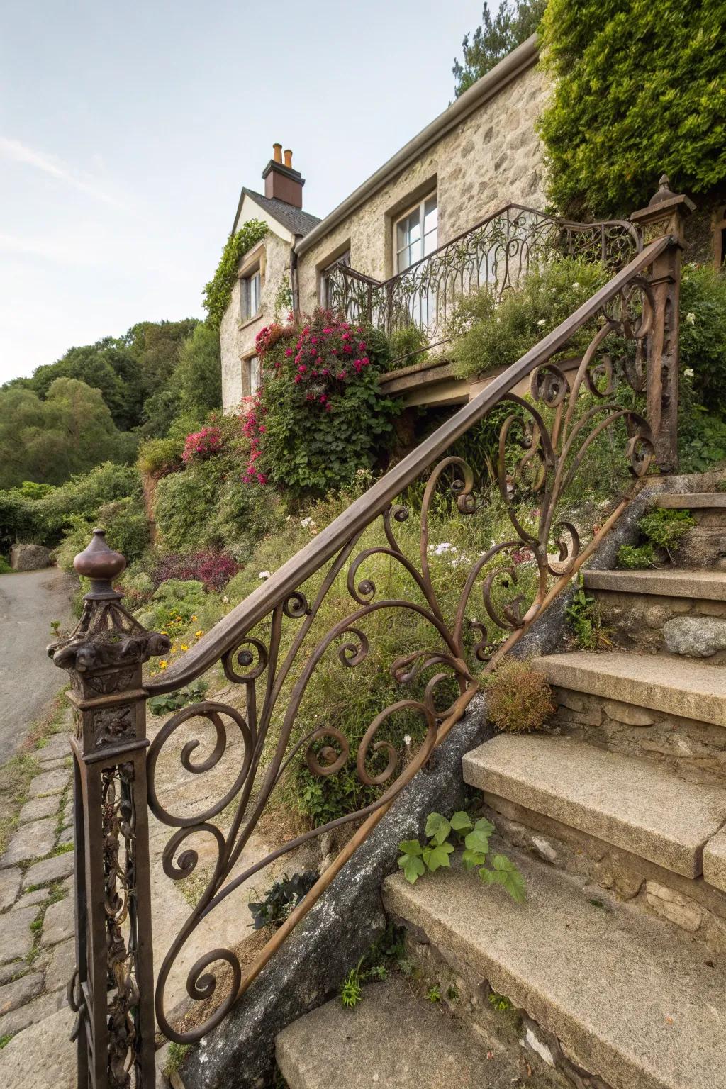 Wrought iron handrails bring timeless charm to any home.