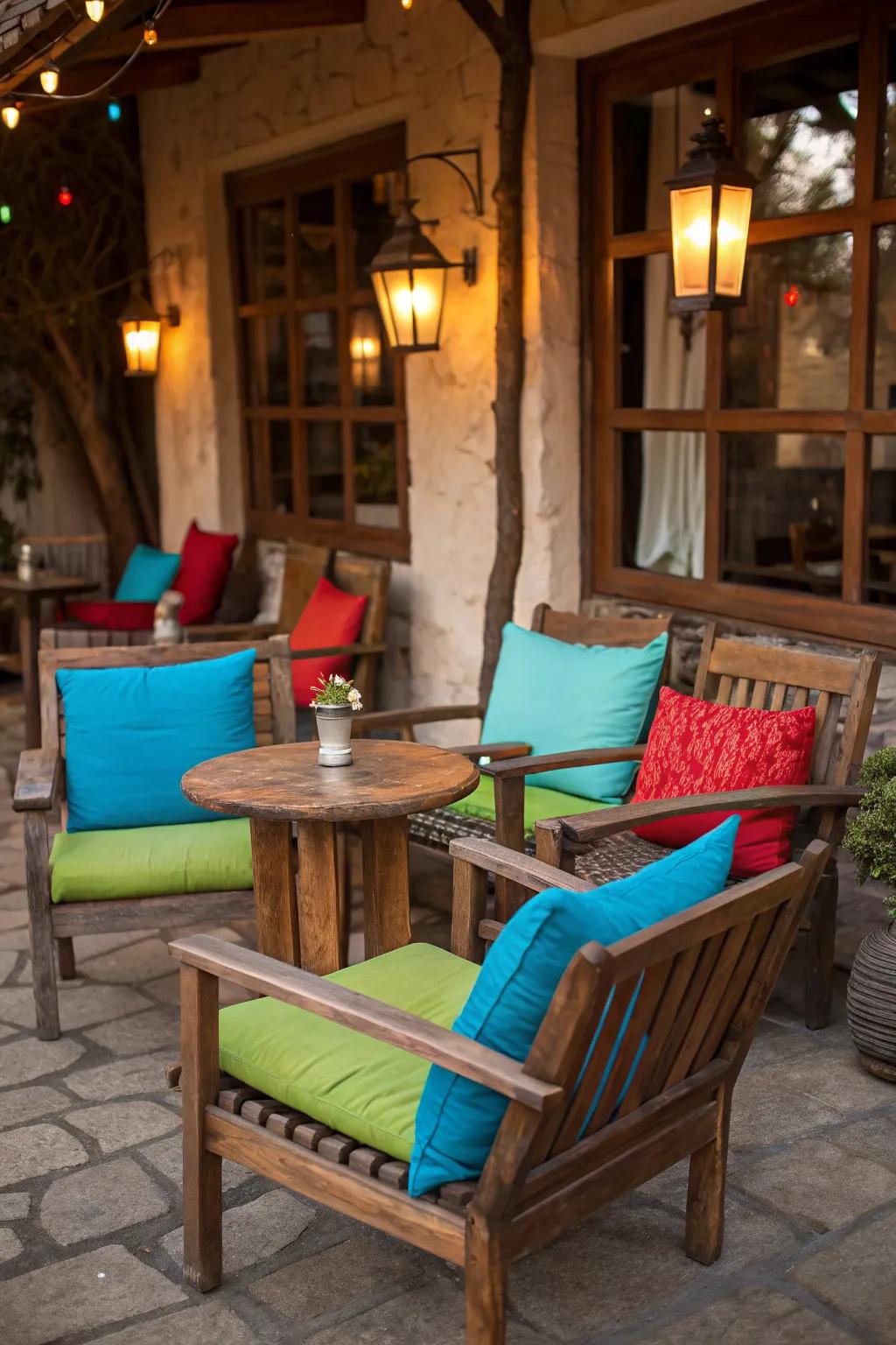 Infuse life into your seating area with colorful cushions.