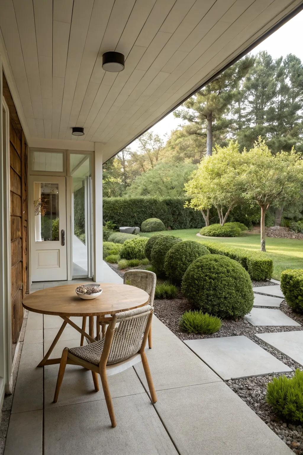 Clean lines and minimalist furniture enhance the mid-century aesthetic.