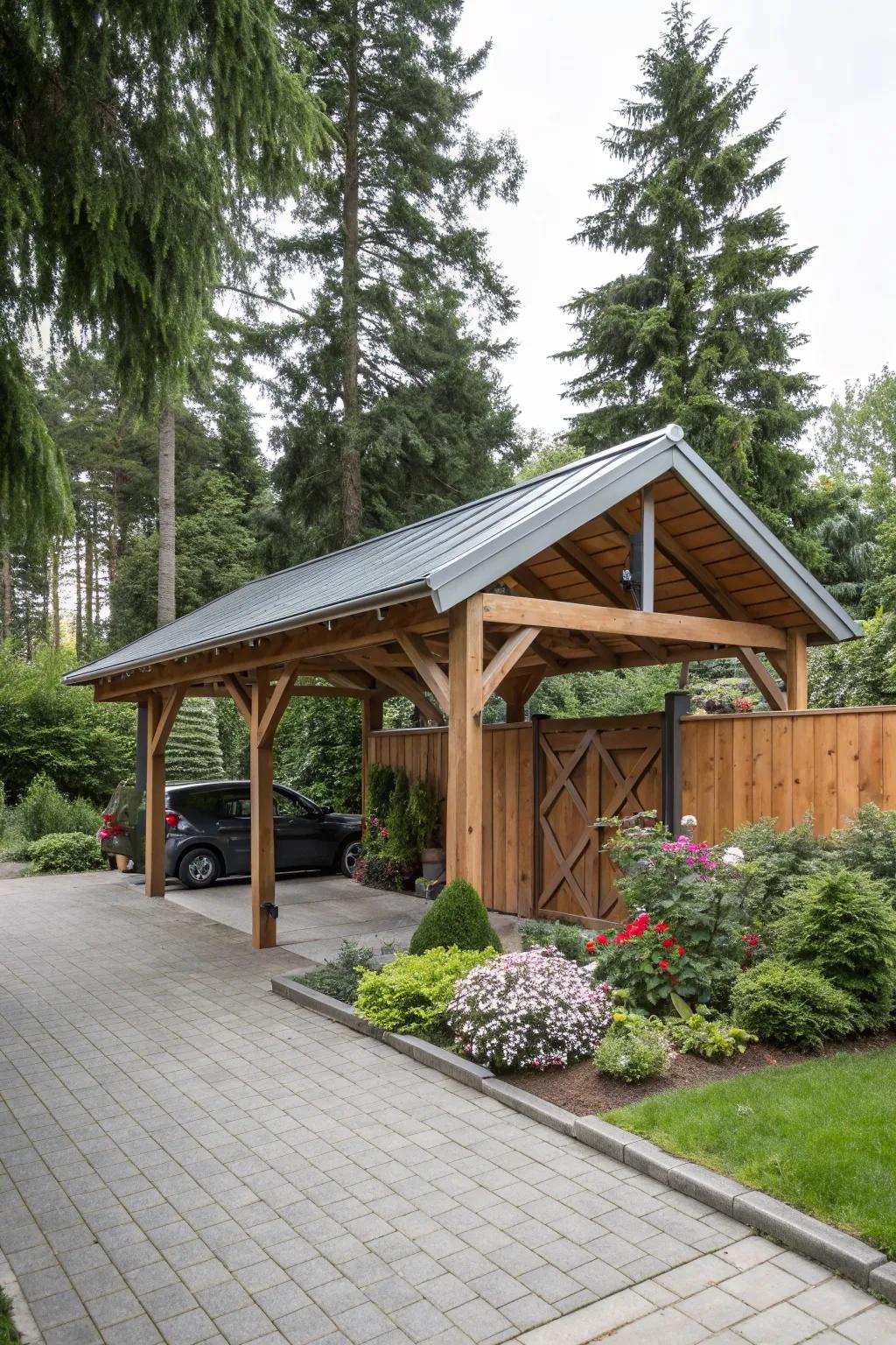 Natural materials bring warmth and elegance to your carport.