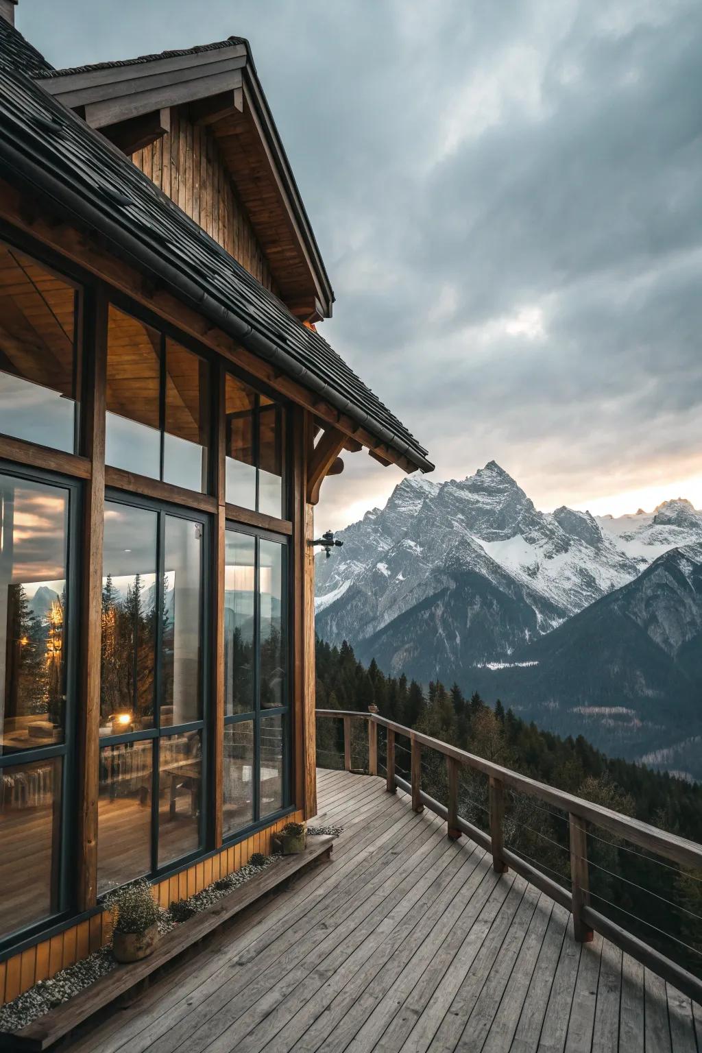 Large windows connect the indoors with the outdoors.