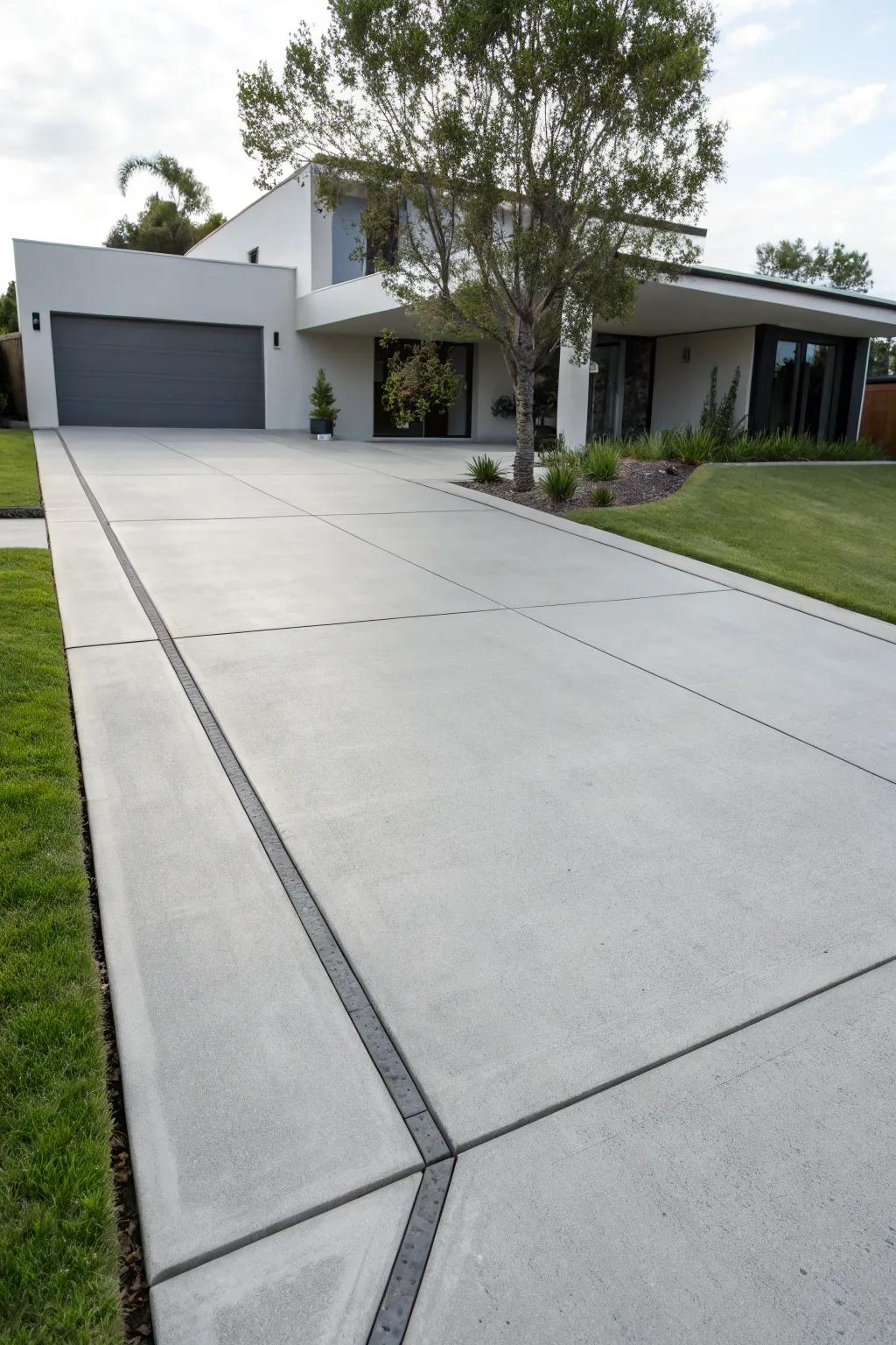 A minimalist driveway that epitomizes simplicity and elegance.
