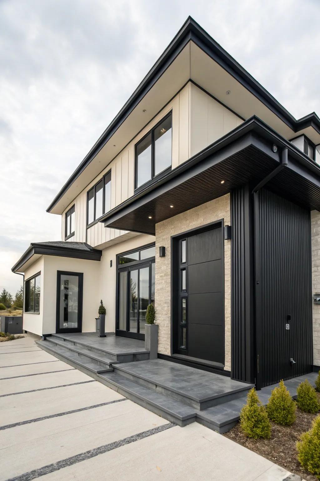 Black accents add drama and sophistication.