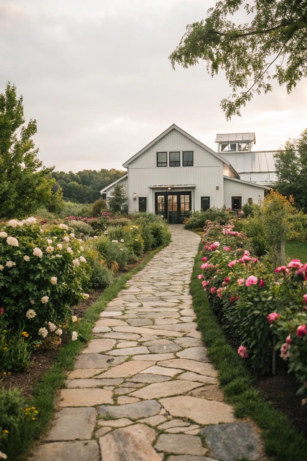 Rustic stone pathways add classic charm to your landscape.