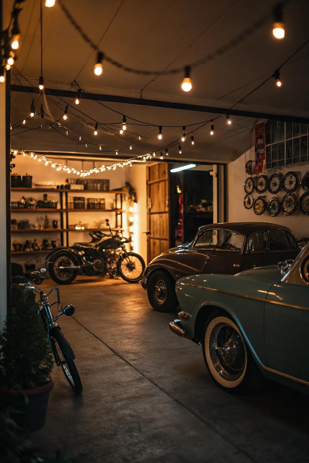 Ambient lights make your garage feel like an extension of your home.
