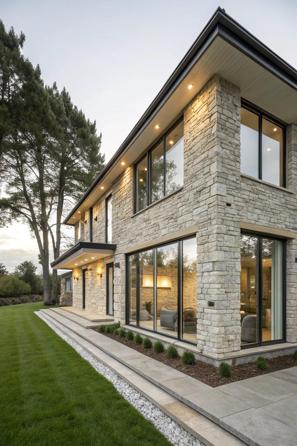Stone cladding brings elegance and durability to modern homes.