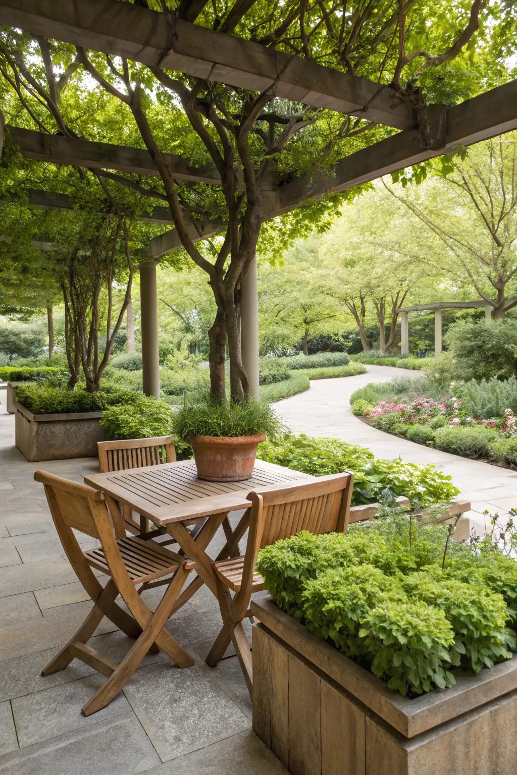Natural wood accents bring warmth and style to your outdoor decor.