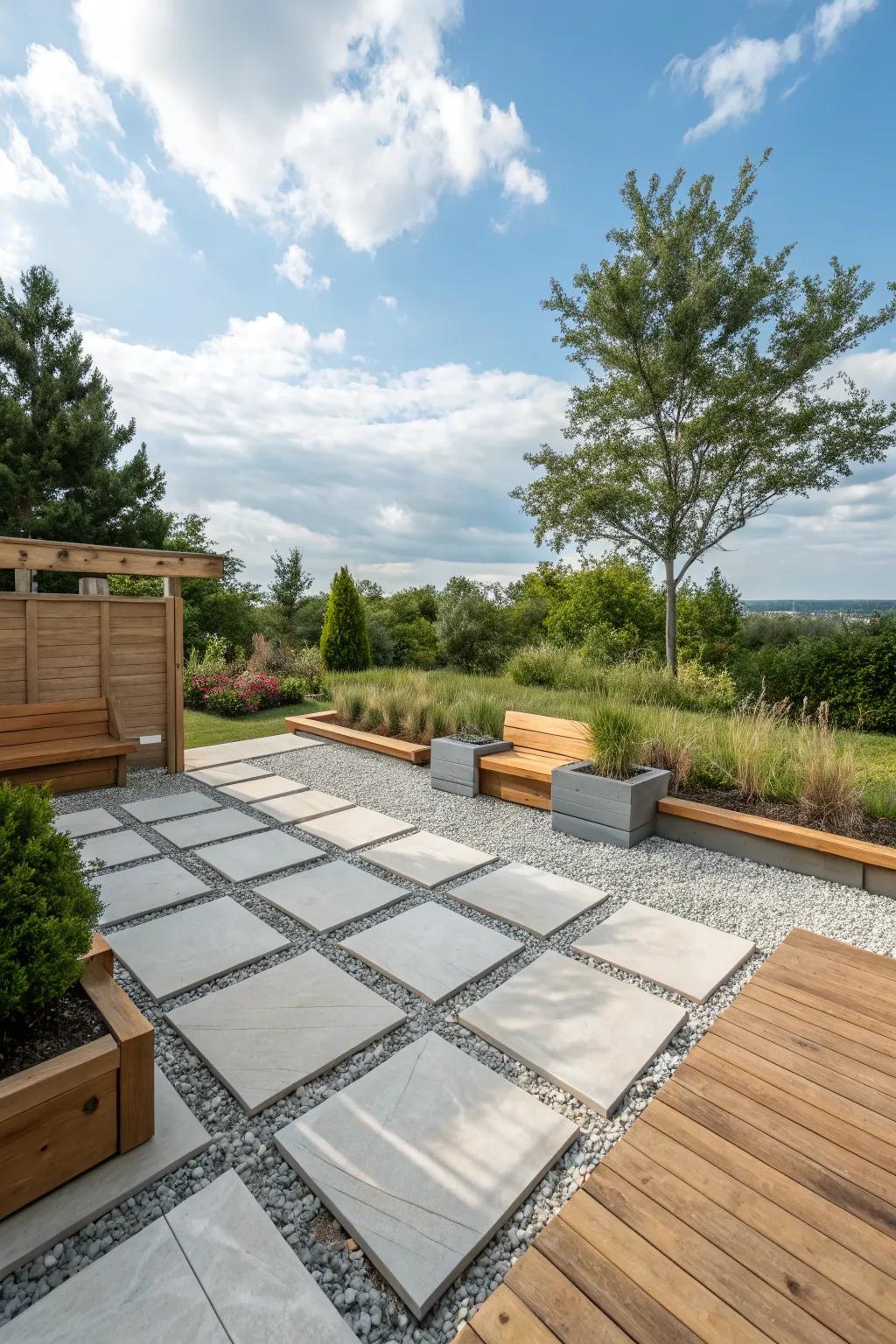 Mixing materials adds depth and interest to your outdoor spaces.