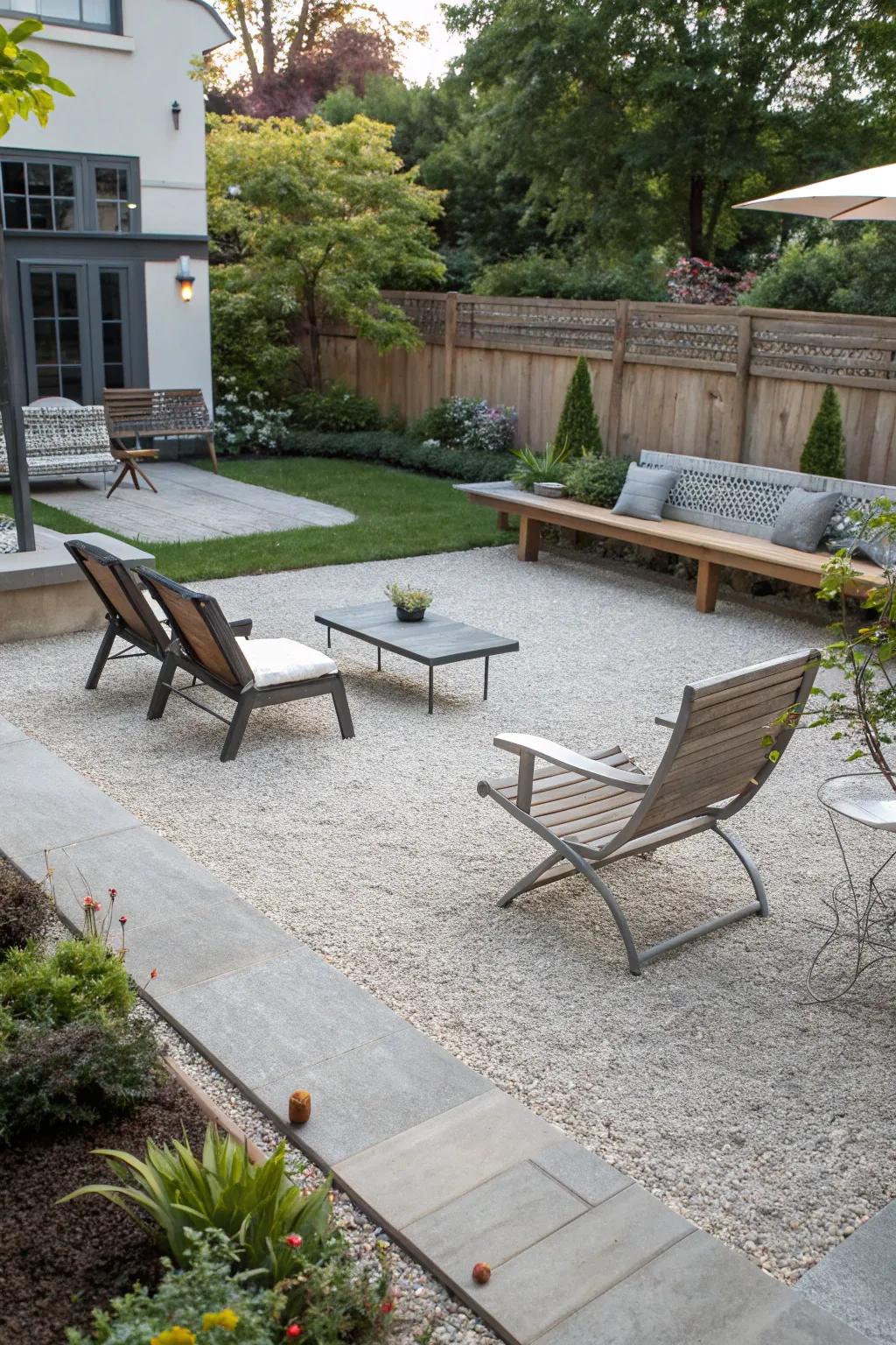 Blend seating styles for an elegant and inviting patio.