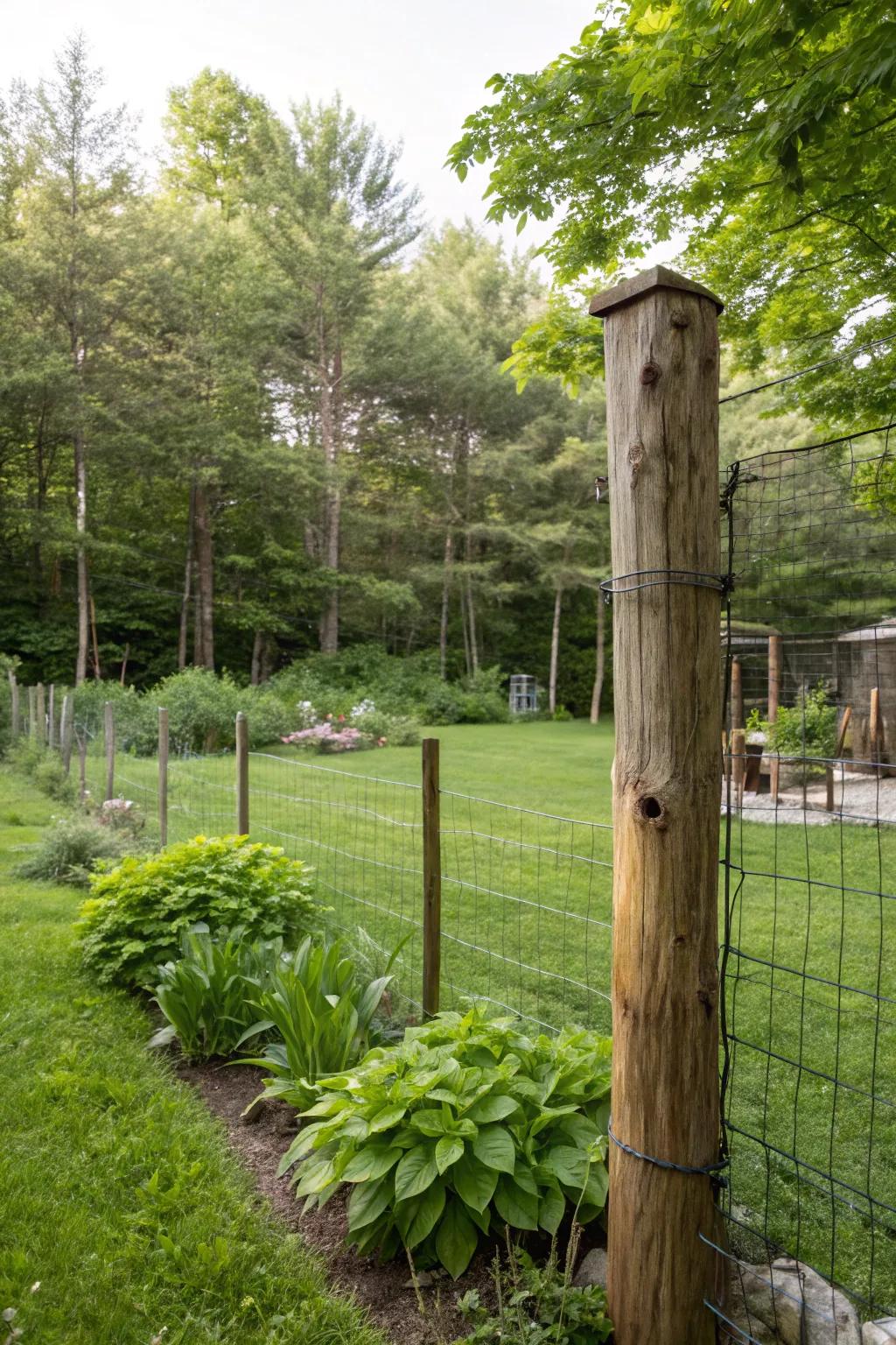 Warm wood accents in a modern fence design.