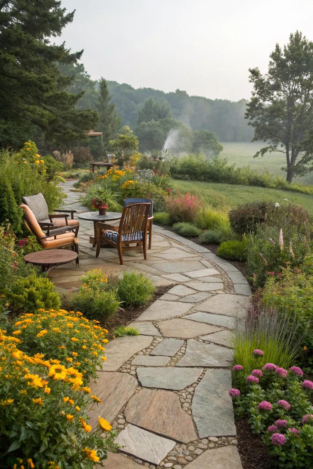 A stone pathway that invites you to explore your garden.
