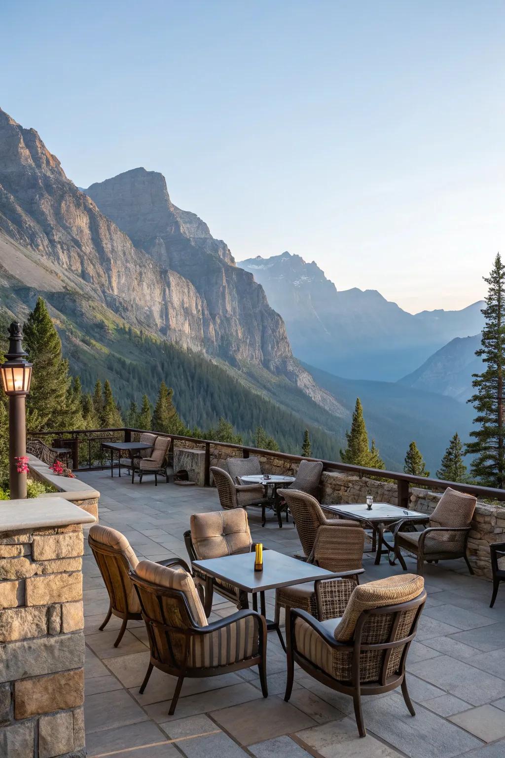 Enjoy breathtaking views from your carefully positioned patio seats.
