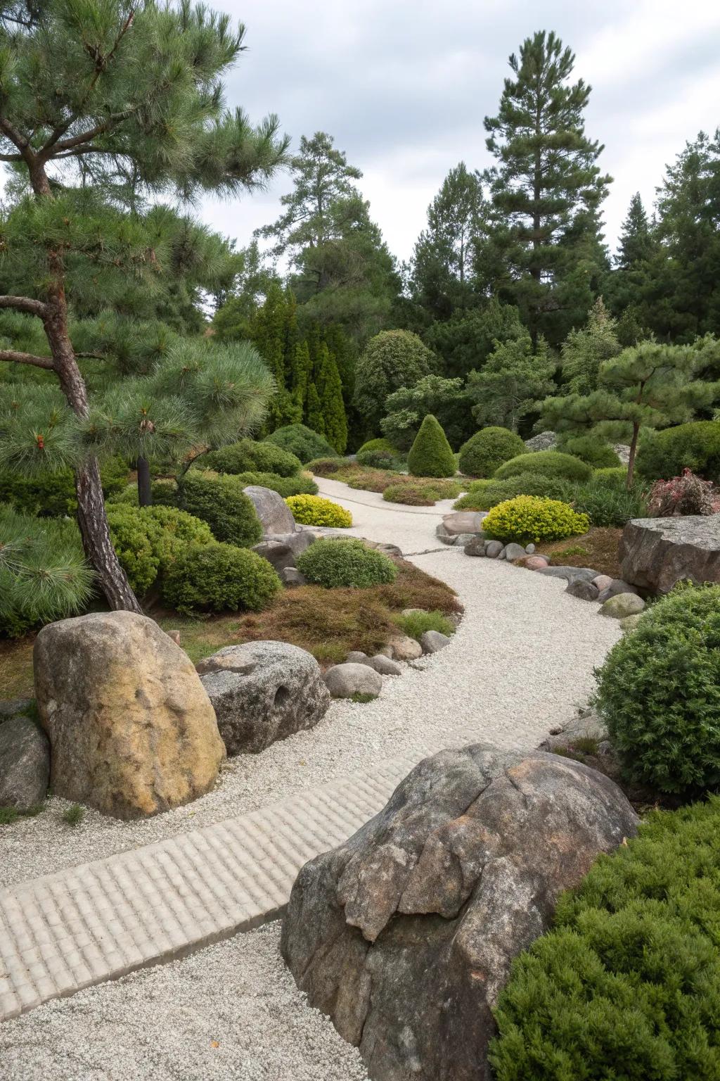 Transform your garden into a tranquil rock garden oasis with mugo pines.