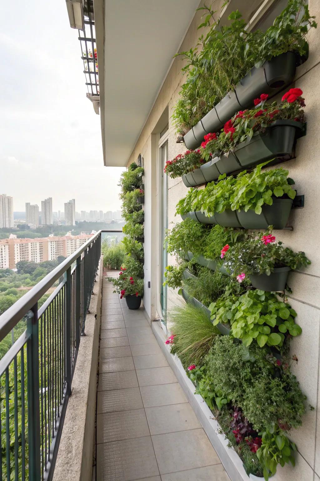 Vertical gardens add lushness without sacrificing space.